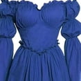 thumbnail image 4 of Guieoi Womens Dresses Long Sleeve Court-Style Asymmetrical Gothic Solid-Color Maxi Dress Maxi Dress Blue XL, 4 of 4