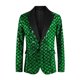 thumbnail image 5 of BLAZERS DE HOMBRE INSPIRE CHIC Con Solapa Pico, Un Botón, Brillante, Argyle, Lentejuelas, Color Verde, 5 of 5