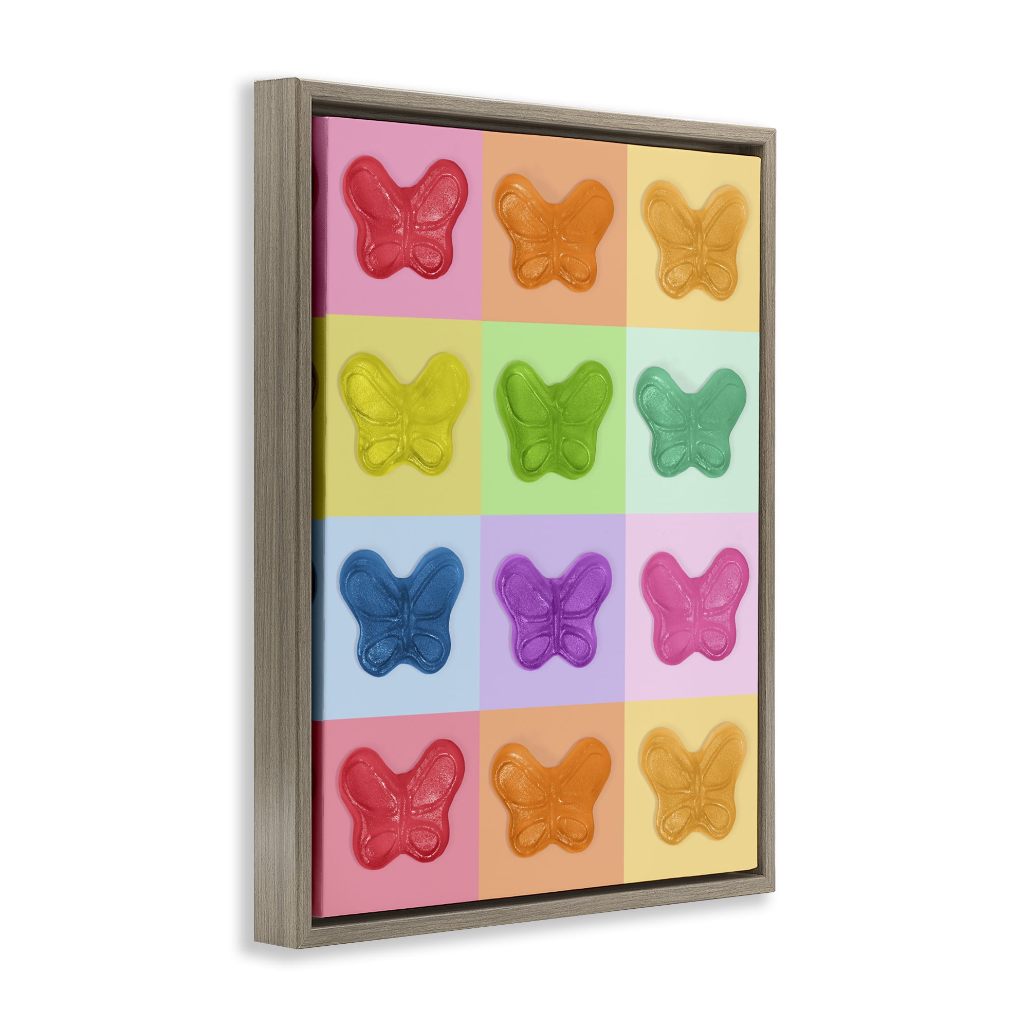 Stupell Industries Colorful Butterflies Candy Brown Framed Floater Canvas Wall Art, design by LISH Creative