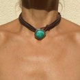 thumbnail image 1 of Colgante de cuerda de cuero de aleación turquesa de estilo bohemio, collar de joyería retro artístico de múltiples capas, 1 of 4
