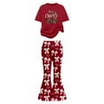 thumbnail image 4 of Piomll Outfit Sets For Girlss Valentine's Day Bow Heart Print Short Sleeve Flare Leg Pants 2 Pcs Kids Outfits, 4 of 5