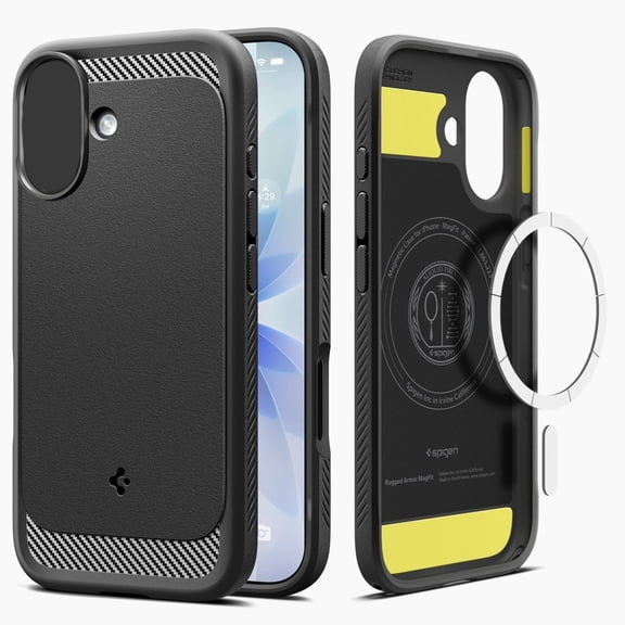 HBMYN for Iphone 17 Case, Rugged Armor Magfit [Tpu Covered Camera Control] [Compatible with Magsafe] - Matte Black Durable Case for Iphone 17