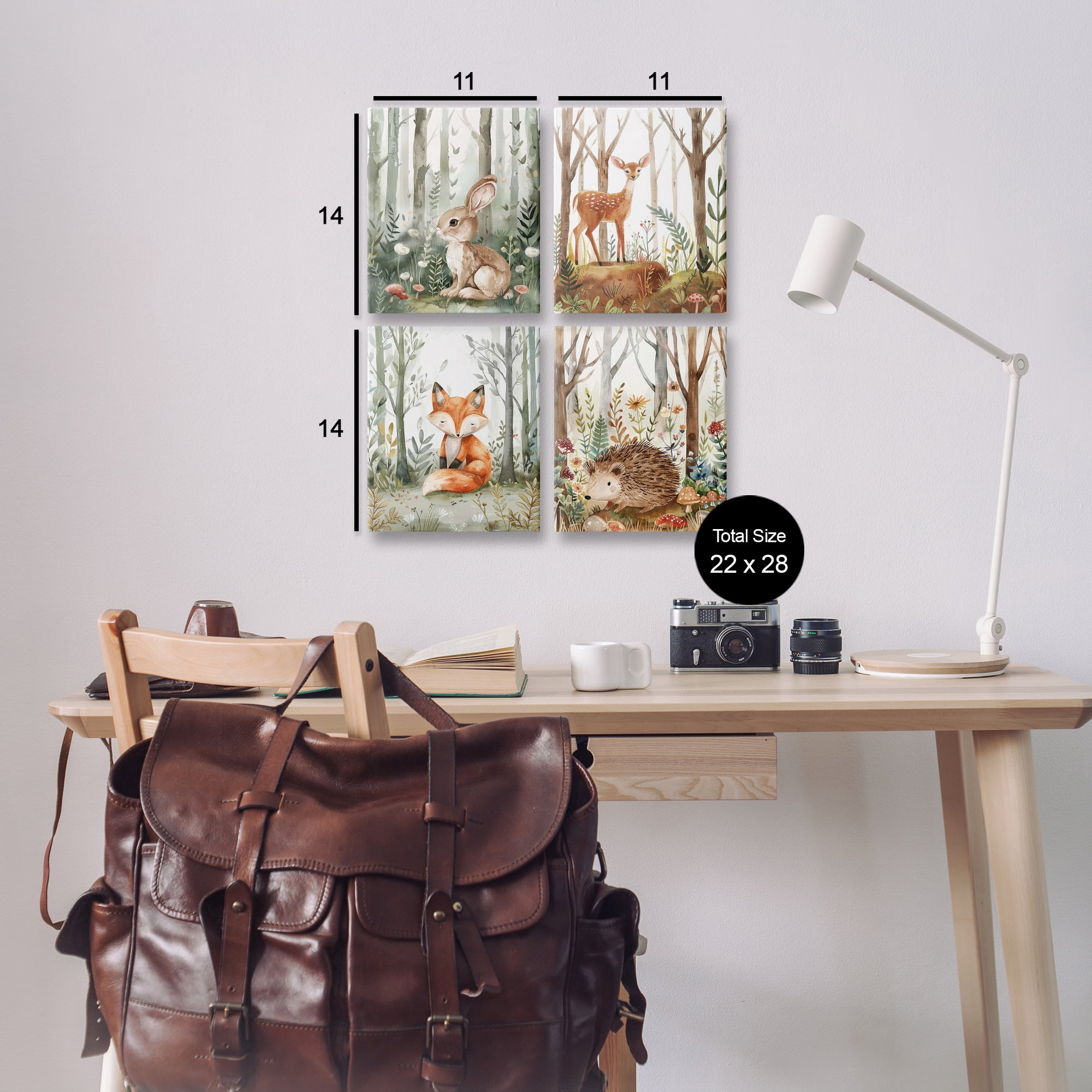 Stupell Industries Baby Animals in Woods Animals Painting Wrapped Canvas Art Print Wall Art, 14 x 11, Set of 4