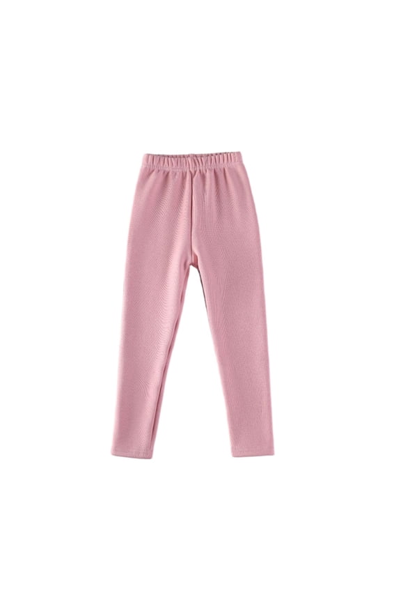 Winter Comfy Pants Girl Soft Fleece Pants Solid Color Long Bottoms for Bike, Pink