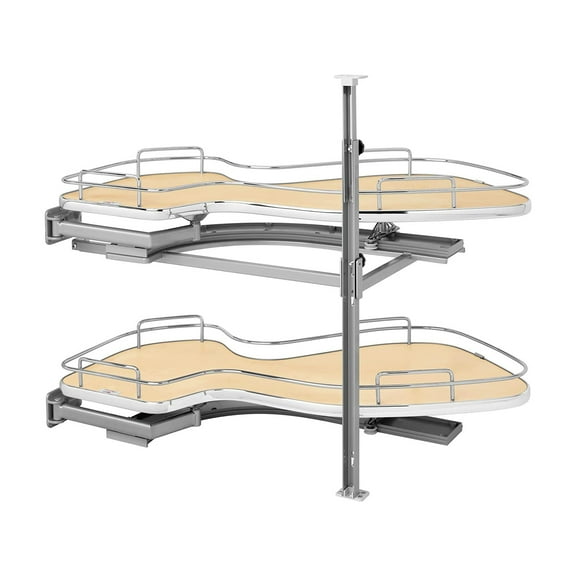 Rev-A-Shelf 15 Inch 2 Tier Shelves for Blind Right Corner Cabinets, Maple