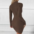 thumbnail image 5 of Sevevn Winter Dresses for Women 2024 Women's Solid Color Turtleneck Slim Long Sleeve Knitted Sweater Dress Long Sleeve Turndown Collar Knee-High Dress Family Gifts, 5 of 9