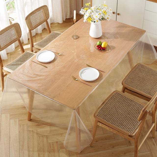 YAOMOBB Nappe Anti-Huile Nappe Transparente Résistante à l'Eau et à l'Huile Facile à Nettoyer Rectangulaire Salle à Manger Cuisine Table en PVC Claire