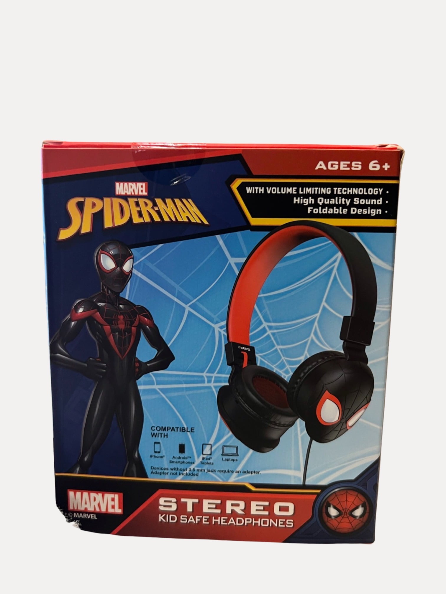 Spider-Man Child's Casual Listening On-Ear Headphone, Black & Red