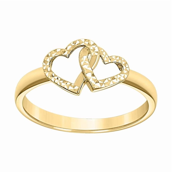 14k Yellow Gold Womens Interlock Hearts Ring