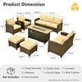 thumbnail image 6 of XIZZI 7 Pieces Outdoor Patio Furniture, All Weather Rattan Outside Chair Set, High Back Wicker Conversation Set with 54" Fire Pit Table for Garden, Beige, 6 of 10