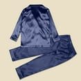 thumbnail image 3 of WOYY Matching Family Pajamas Silk Solid Long Sleeve Tops Pants Holiday Sleepwear, 3 of 8
