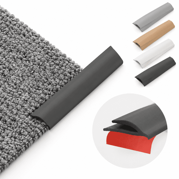 Black 6.6Ft Carpet Edge Trim Binding Rug Protector for Indoor Outdoor High-Traffic Areas