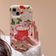 thumbnail image 5 of Funda navideña compatible con iPhone 14, diseño navideño con estampado geométrico rojo y verde, con calcetines navideños de dibujos animados, Pop Socket para mujeres y niñas., 5 of 8