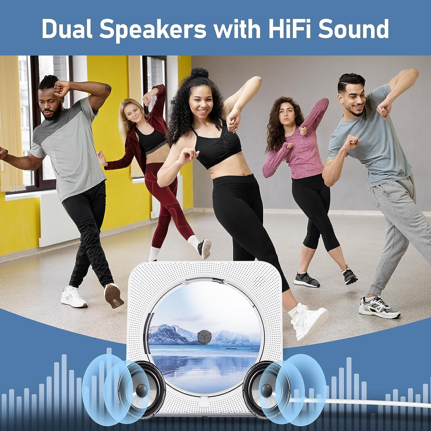 CD Player with Speakers Bluetooth Desktop CD Players for Home Radio CD Player with Remote Control HiFi Speakers Dust Cover LED Screen Timer Supports AUX USB TF Card Playback for Gift