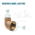 thumbnail image 4 of Supply Giant BRRL0122-NL 1/2" x 3/8" Brass 90-Degree Reducing Elbow, Lead Free, 4 of 4