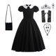 thumbnail image 3 of Addams-vestido de Cosplay para niña y niño, disfraces de película, vestidos góticos negros, ropa de fiesta de Halloween para mujer, 3 of 5