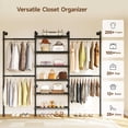 thumbnail image 5 of ROGALIS H3 Wall Mounted Clothes Rack, Industrial Pipe Closet Organizers System with 4 Telescopic Rod & 6 Shelves, 5 of 10