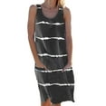 thumbnail image 2 of Grianlook Women Shift Sundress Crew Neck Tank Dresses Striped Printed Tunic Midi Dress Ladies Boho Loose Sleeveless Dark Gray XXL, 2 of 7