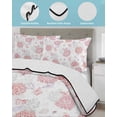 thumbnail image 3 of Twin Quilt Bedding Set, Red Gray Coastal Reversible Summer Quilt 3 Pieces, Summer Beach Ocean Coral Conch Shell Lightweight Bedspreads Coverlets with 2 Pillow Shams for All Seasons, 3 of 5