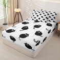 thumbnail image 3 of Manfei Silhouette Cat Zipper Twin Comforter Sets with Fitted Sheet and 2 Pillowcases, Striped Tail Zipper Bedding Set, Black White, Black Reversible, 4 Pieces, 3 of 7