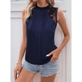 thumbnail image 2 of Women'S Lace Sleeveless Tops Pleated Summer Tank Tops 2025 Dressy Casual Sleeveless Shirts Blouse Navy Blue L, 2 of 7