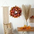 thumbnail image 5 of Nearly Natural 28" Harvest Wreath, Artificial Flowers, Orange, 5 of 6