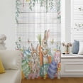 thumbnail image 5 of Spring Easter Sheer Curtains 72 Inches Long, Bunny Eggs Floral Leaves Farm Wooden Grain Light Filering Curtains, Breathable Simi Curtain Privacy Drapes for Living Room Bedroom Window Treatment, 5 of 9
