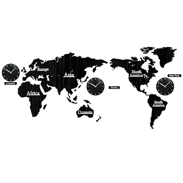World DIY Wall Clock 3D Map Surface Sticker Home Office Decor Clock