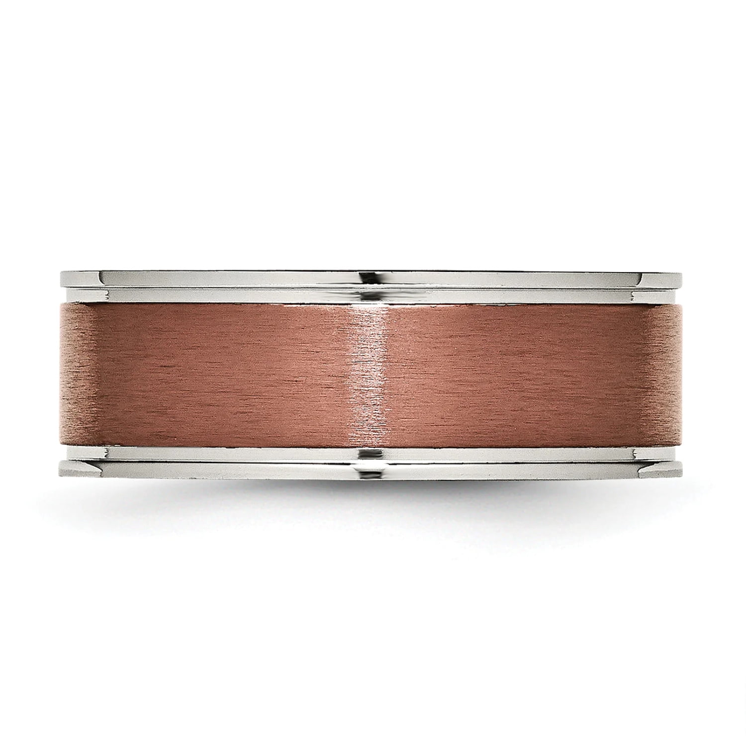 Titanium Grooved Edge 8mm Brown IP-plated Brushed/Polished Band