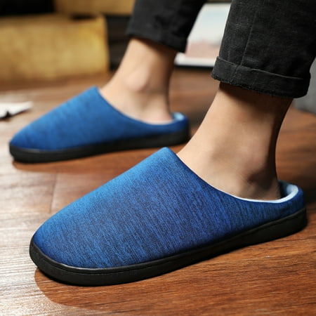 

Homchy Shoes Women Mens Couples Solid Flock Warm Non-slip Floor Home Slippers Indoor Shoes