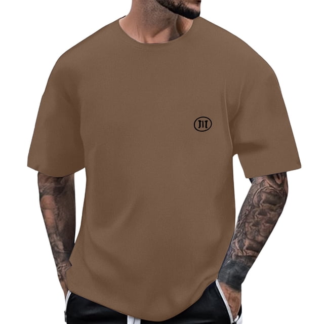 Camiseta informal de alta elasticidad para hombre: tejido transpirable de secado rápido para el verano, con corte recto y diseño moderno.