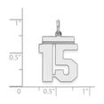 thumbnail image 3 of Sterling Silver Number 15 Pendant Necklace, Block Style Unisex Jewelry for Teens and Adults, Polished Milestone Charm for Quinceañera, Sports, Birthday, or Athletic Celebration, 3 of 6