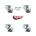 thumbnail image 2 of 3.25 Inch Semi Steel Caster Set with Ball Bearings 4 Swivel Lock 2 Brake SCC, 2 of 2