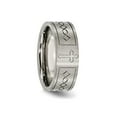 thumbnail image 5 of Mens Titanium Christian Ring with Cross and Fish Symbol, Brushed and Polished Finish, Faith Band, Religious Jewelry, Spiritual Devotion Style, 5 of 8