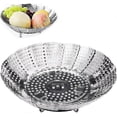 thumbnail image 1 of piezas - Cesta vaporera para verduras, cesta vaporera plegable con 4 patas de acero inoxidable, diámetro de 14-23 cm, para cocinar verduras, alimentos o frutas., 1 of 5