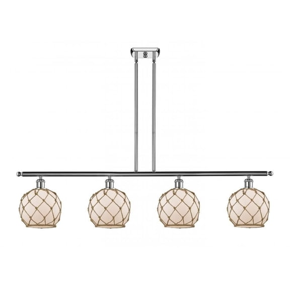 Innovations 516-4I-PC-G121-8RB-LED Farmhouse Rope 3 Light Island Light part of the Ballston Collection, Polished Chrome