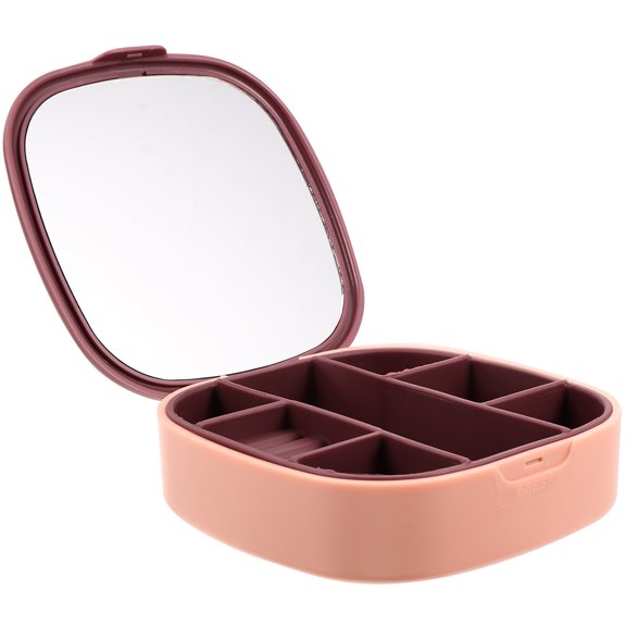 TABLZONE Small Jewelry Case with Mirror Travel Convenience Plastic Jewelry Box 1Pack for Women