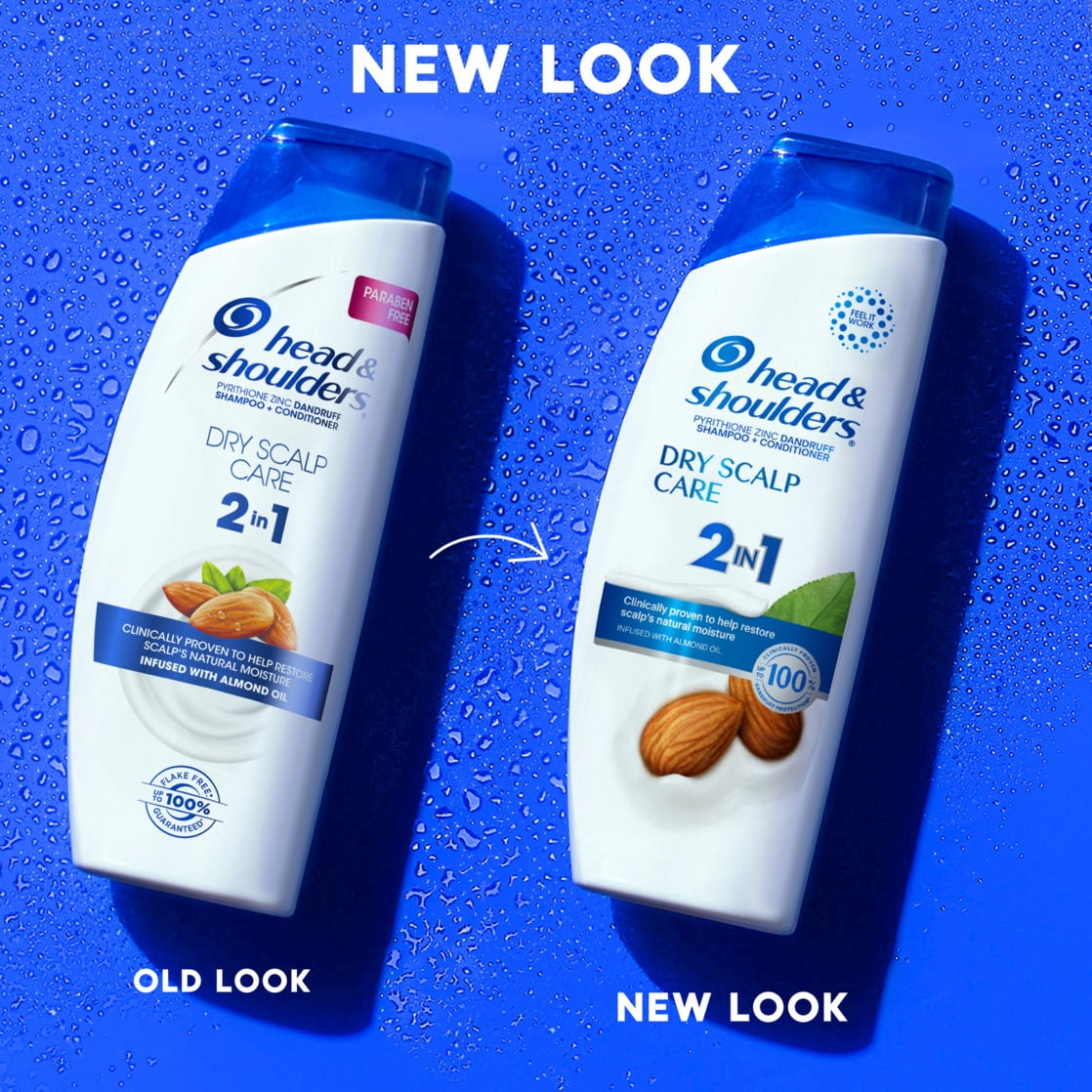 (4 pack) Head and Shoulders 2 in 1 Dandruff Shampoo and Conditioner, Dry Scalp Care 20.7 fl oz