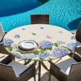 thumbnail image 6 of Hydrangeas Round Tablecloth, Fitted Table Cover with Elastic for 55"-60" Round Tables, Purple Floral Butterfly Leaves Beige Table Cloth Outdoor Indoor Dinning Party Waterproof Tablecloths, 6 of 7