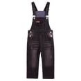 thumbnail image 1 of KIDSCOOL SPACE Little Boys Slim Fit Jeans,Toddler Ripped Bib Pocket Fashion Denim Overalls,Grey,3-4 Years, 1 of 7