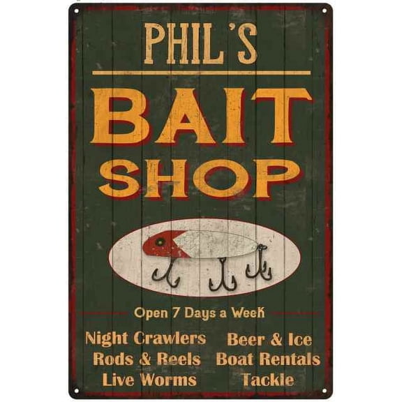 PHIL'S Green Bait Shop Man Cave 8 x 12 High Gloss Metal 208120027463