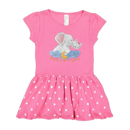 

Inktastic Cute Elephant Family on Cloud with Moon and Stars Gift Toddler Girl Dress