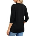 thumbnail image 4 of Mittory 3/4 Length Sleeve Womens Tops Casual V-Neck Ladies Shirts Summer Elbow Length Printed,Plain t Shirts Outfits, 4 of 8