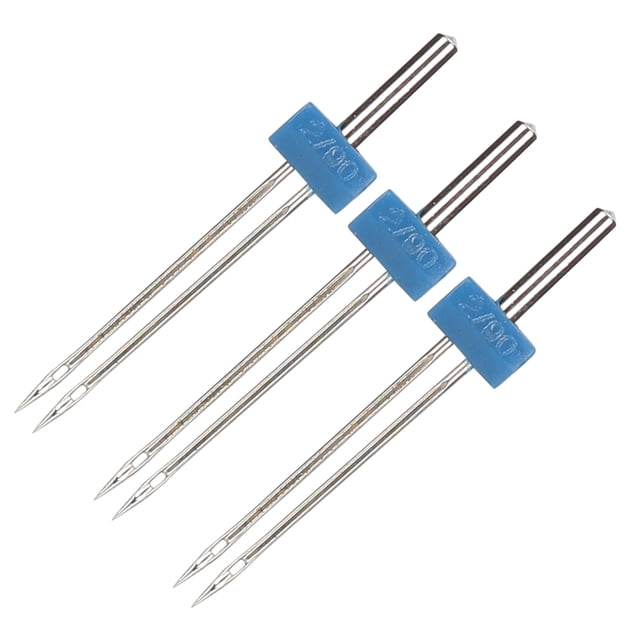 3Pcs Double Needles, Stainless Steel Threading and Hooking Needles for Sewing Machines