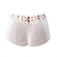 thumbnail image 6 of Short Pants For Women Solid Color Hollow Knit Pattern Three-Point Beach Short, 6 of 7
