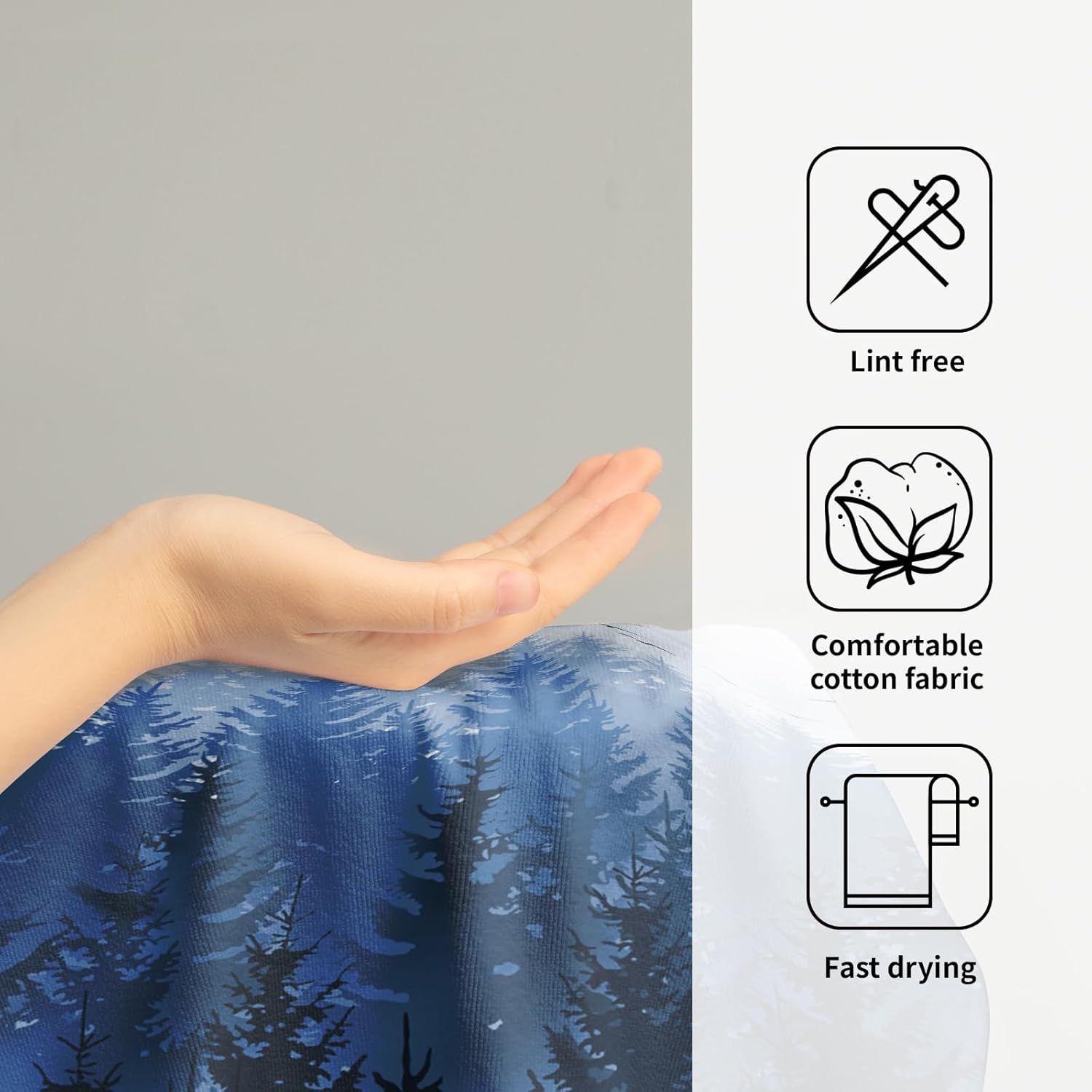 Foggy Forest Hand Towels 2 Pieces, Blue Winter Birch Trees Nature Landscape Towels Soft Quick Dry Microfiber Towel Multipurpose for Bathroom Hotel Gym Spa,28X14 Inch