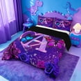 thumbnail image 2 of meiyoeat Purple Butterfly Rose Monogram A Full Size Comforter Sets,Neon Heart Initial Bedding Comforter Set For Girl,Black Reversible,3 Pieces,1 Comforter and 2 Pillowcases, 2 of 7
