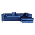 thumbnail image 3 of Chic Home Monet Velvet Modern Contemporary Button Tufted with Silver Nailhead Trim Silvertone Metal Y-leg Right Facing Sectional Sofa, Navy, 3 of 8
