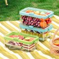 thumbnail image 4 of Kripyery Crisper Box Double-layer Compartment with Lid And Handle Stackable Organizer Bins Space Saving Clear Food Container for Kitchen Fruits Nuts Snacks, 4 of 8