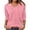 Pink, variant on Shachafan Solid Color Fashionable V Neck Three Quarter Sleeve T Shirt Long Sleeves Women